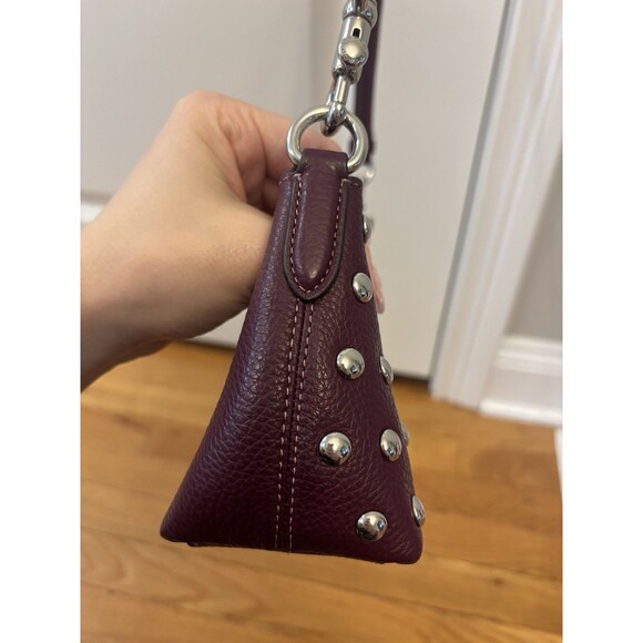 Coach CM031 Charlotte Leather Shoulder Crossbody Bag Rivets Deep Berry Studded - Picture 6 of 14